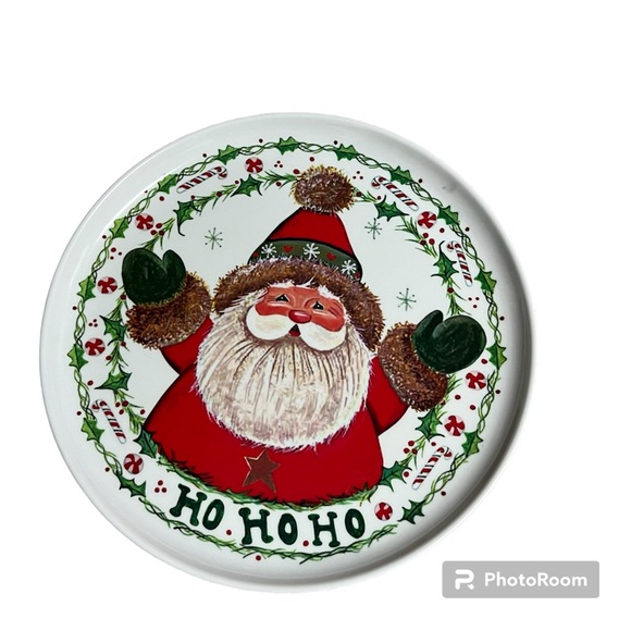 🎅🏼STUDIO 33: Santa Clause “Ho Ho Ho” large round serving platter, preowned. - Picture 1 of 8